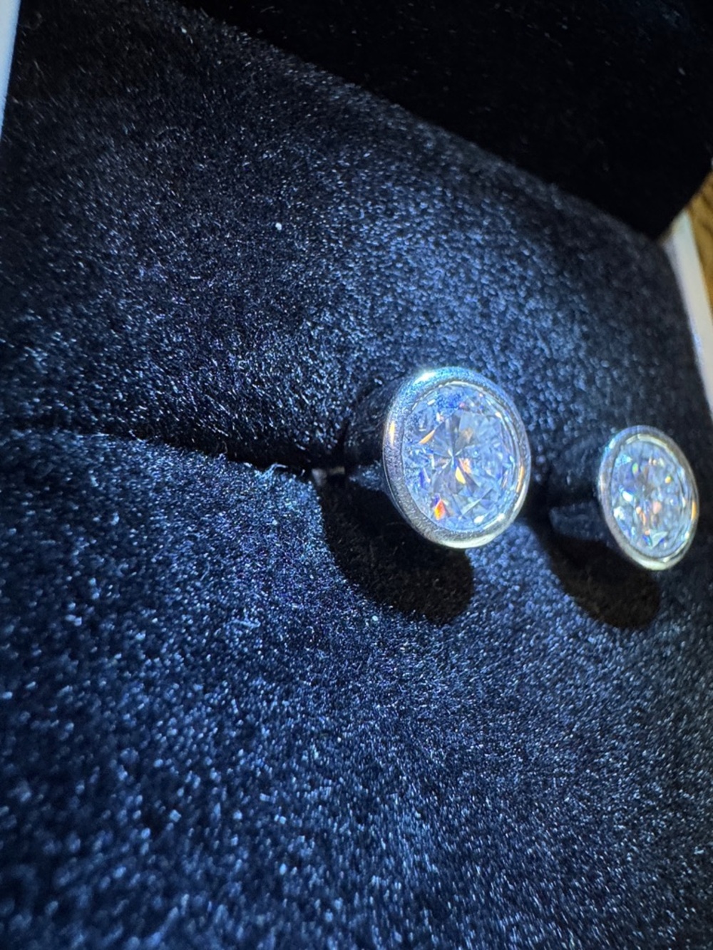 Moissanite 925 Sterling Silver Bezel Stud Earrings - Picture 11 of 13